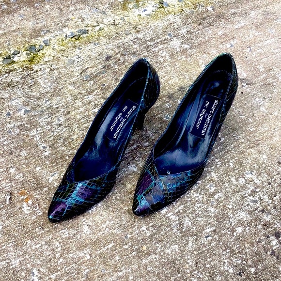 Stuart Weitzman Shoes Mr. Seymour Snakeskin Vintage Heels 7 1/2 - Picture 16 of 16